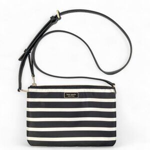 Kate Spade New York Dawn Sailing Stripe Black White Triple Gussett Crossbody